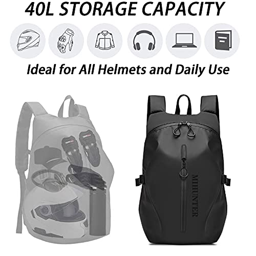 Motorcycle Backpack - Waterproof Helmet Backpack for Men, Travel - color: Black(backpack)