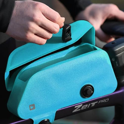 Rhinowalk Bike Frame Bag with Magnetic Flap Waterproof Bicycle Top Tube Bag Bikepacking Cycling Tools Storage Bag for MTB Road Bike - color: Blue