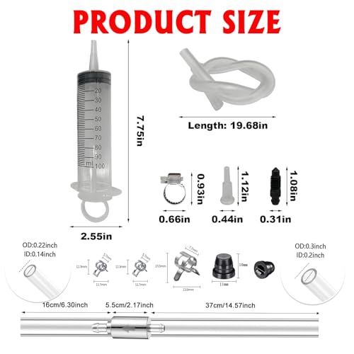 Brake Bleed Kit Hydraulic Disc Clutch Bleeding Tool with 100ml Syringe 50cm Hose One Way Check Valve for Motorcycle Car Repair