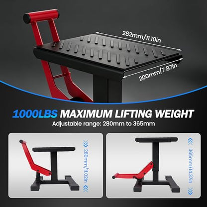 Dirt Bike Stand,600Lbs Capacity No Hydraulic Lift Jack Adjustable Hoist Table Heavy Duty Anti-Slip Lifting Stand for Dirt Pit Bike Motocross Enduro Motorcycle Repair&Maintenance-Red - color: Red