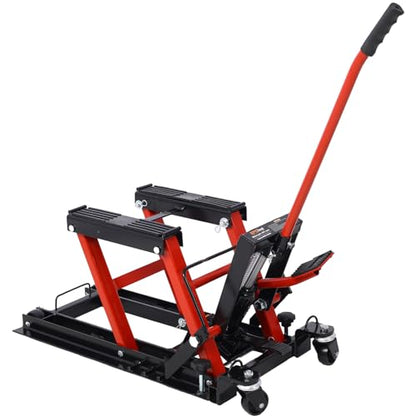 1500 LBS Hydraulic Motorcycle Lift Jack ATV Scissor Jack with 4.5"-15" Lifting Range Motorcycle Lift with Non-Slip Platform and Safety Lock Portable Dirt Bike Stand Lift for Garage Maintenance