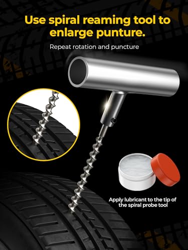 AUTOWN Tire Repair Kit with Plugs Fix Punctures & Plug Flats with Ease - Heavy Duty Flat Tire Puncture Repair Kit for Car, Motorcycle, ATV, UTV, RV, Trailer, Tractor, Jeep, Etc