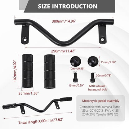 Mokuo Motorcycle Highway Extend Footrest Bar in Heavy Iron Material Come with Foot Peg,Compatible with YAMAHA Zuma 125 2009-2014,Black Color - size: 2009-2014 BW's