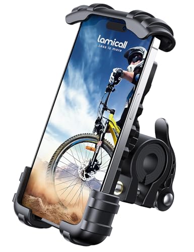 Lamicall Bike Phone Holder, Motorcycle Mount - Motorcycle Phone Holder, Handlebar Cell Phone Clamp, E-Bike Scooter Phone Clip for iPhone 17 Air Pro Max, 16 15 Plus, S20, 4.7 to 6.8" Smartphones - color: Black