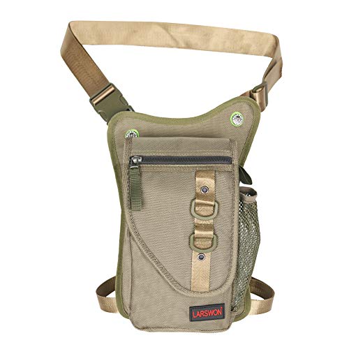 Larswon Thigh Pouch Bag - Tactical Waist Pack Bag for Motorcycle, Waterproof Green - color: Army Green