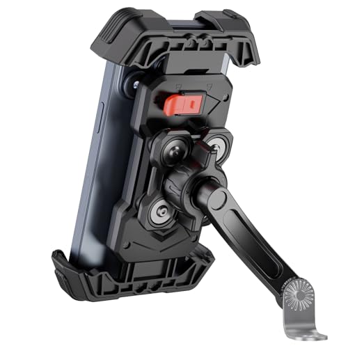 Grefay Motorcycle Phone Mount Holder 2025 [Dual Vibration Dampener] - Phone Holder for Motorcycle Rearview Mirror with 360° Rotation for iPhone 16/15/ 14/13 Pro Max, 4.5-7.2 Inch Smartphone