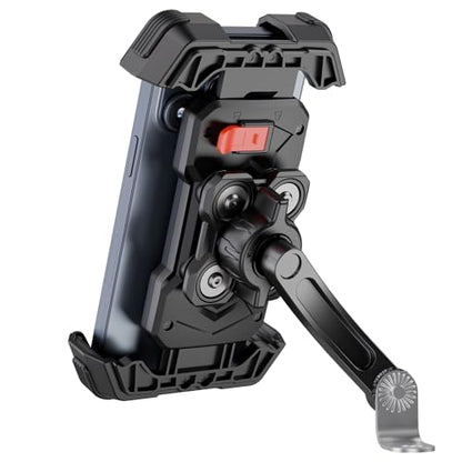 Grefay Motorcycle Phone Mount Holder 2025 [Dual Vibration Dampener] - Phone Holder for Motorcycle Rearview Mirror with 360° Rotation for iPhone 16/15/ 14/13 Pro Max, 4.5-7.2 Inch Smartphone