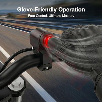 Universal 7/8" 22mm Motorcycle Handlebar Switch, 12V Waterproof Handle Bar ON Off Toggle Switch with Red LED Indicator Light for Motorcycle ATV Dirt Bike Scooter Marine Fog Light