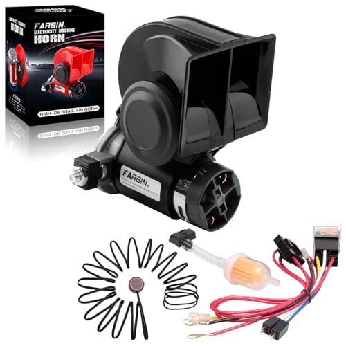 FARBIN Air Horn Kit 12V 150db Loud Horn for Car/Truck,with Wiring Harness and Push Button Switch - color: black horn with button