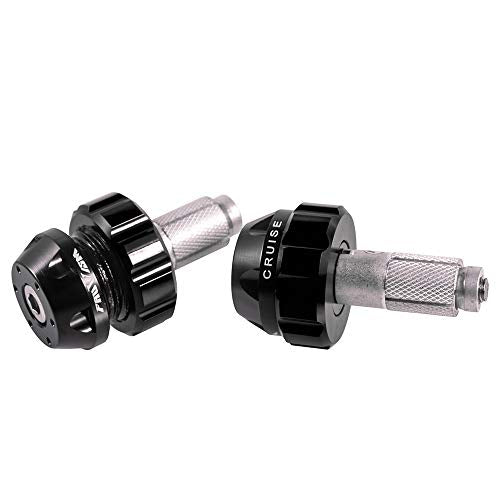 Throttle Lock Cruise Control Grip Ends Handlebar Plugs Sliders for 22mm Motorcycle Handlebar with 14mm/18mm Inner Diameter or with M6 Screw Holes (Black) - color: Black