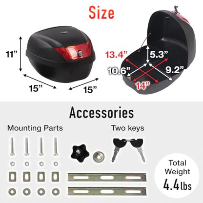 Japard Motorcycle Top Case 28L Rear Box Daily Tail Box Trunk Lockable Storage Carrier Waterproof Universal Mounting for Helmet Luggage (28L)
