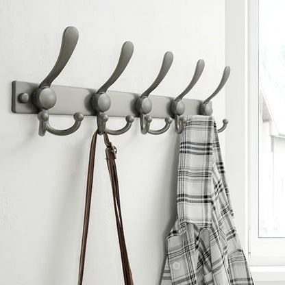 Dseap Coat Rack Wall Mount, Heavy Duty 12-Gauge Base vs Flimsy 1mm, Double-Thick Solid Anti-Snap Hooks, 16” Stud-Mount, Stainless Steel Hanger for Clothes Hat Entryway Closet Mudroom, Grey - color: Gray, size: L=17" (1pcs)