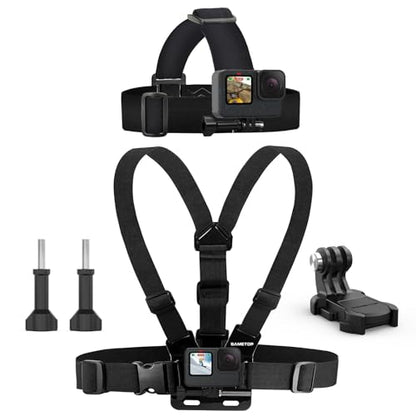 Head Mount Strap Chest Mount Harness Chesty Kit Compatible with GoPro Hero 13, 12, 11, 10, 9, 8, 7, 6, 5, 4, Session, 3+, 3, 2, 1, Hero (2018), Fusion, Max, DJI Osmo Action Cameras