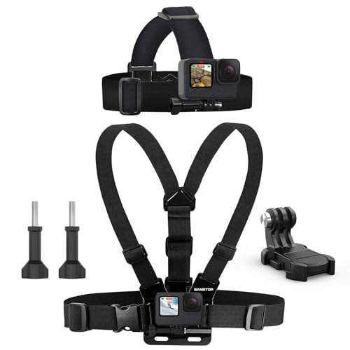 Head Mount Strap Chest Mount Harness Chesty Kit Compatible with GoPro Hero 13, 12, 11, 10, 9, 8, 7, 6, 5, 4, Session, 3+, 3, 2, 1, Hero (2018), Fusion, Max, DJI Osmo Action Cameras