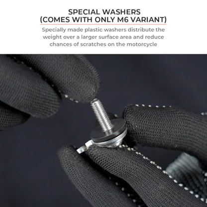 ViaTerra Quick Release Motorcycle Strap Hooks |Heavy Gauge Stainless Steel Mounting Brackets, Universal Fit, Set of 2 (M6) - size: M6