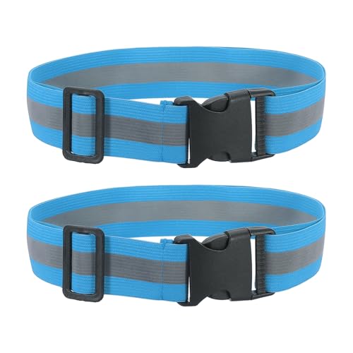 Reflective Safety Belt, Adjustable High Visibility Glow Belt Outdoor Running Gear Accessories - color: Light Blue