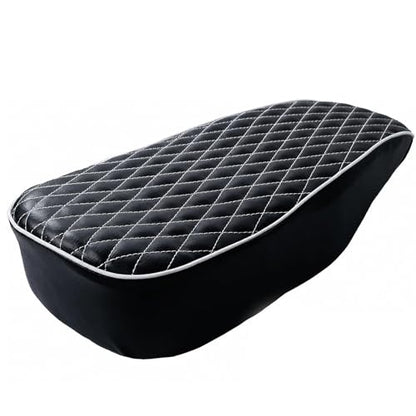 JMCHstore White Diamond Stitch Retro Upgraded 17'' Seat Cover for Coleman BT200X Mini Bike 196cc, Hisun 200-7 for Viper 200cc Trail Bike Cushion Replacement Parts - color: White Stitch