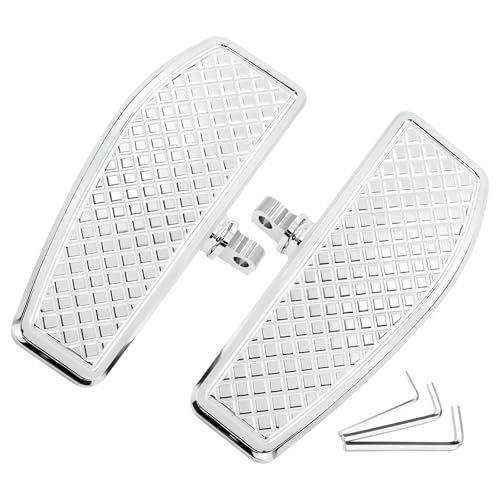 Motorcycle Rear Passenger Diamond Floorboards Foot Pegs for Harley Touring/Road King/Road Glide/Street Glide/Electra Glide/Dyna/Heritage/Softail Fat Boy/Street Bob/Low Riderst Models - color: Passenger Floor Board-Chrome