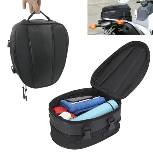 Qqmora Motorcycle Tail Carry Bag Helmet Storage Bag 7.5L to 10L Expandable Seat with Rain Cover for Most Motorcycles