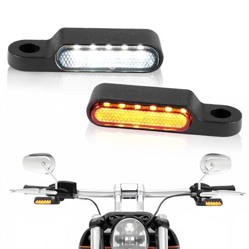 Universal Motorcycle LED Turn Signals, Mini Handlebar Marker Light Blinkers Front Running Blinkers Fit for Harley Sportster Dyna Road King Honda Shadow Vulcan Yamaha Cruiser - color: 6 Led Turn Signal