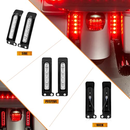 LED Filler Panel Lights Rear Fender Light Turn Signals Fit for Harley Touring Road Glide FLTR Electra Glide FLHT Road King FLHR Ultra Limited FLHTK 2014-2024 (Black Housing Clear Len) - color: Black Housing Clear Len