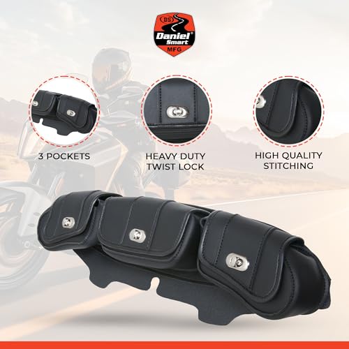 Daniel Smart Motorcycle Windshield Bag for Harley Touring 1996-2013, 3-Pocket Waterproof Windscreen Bag Compatible with Electra Glide, Street Glide FLHX FLH, Trike Models (3-Pockets with Twist Lock) - style: 3-pockets With Twist Lock