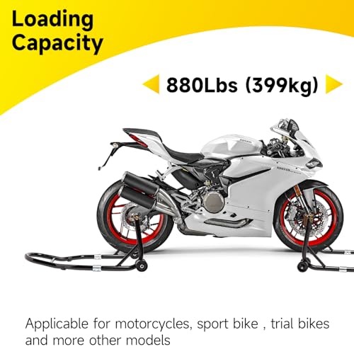 Motorcycle Stand Front Rear Wheel Lift Combo Swingarm Spool Peddock Stands for Yamaha Honda Kawasaki Suzuki U+L Black