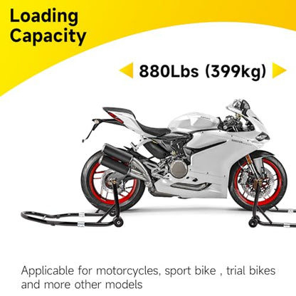Motorcycle Stand Front Rear Wheel Lift Combo Swingarm Spool Peddock Stands for Yamaha Honda Kawasaki Suzuki U+L Black