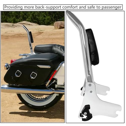 1997-2008 Detachable Sissy Bar Backrest Passenger Back Rest Pad for Harley Touring Road Glide Road King CVO Street Glide Electra Glide (22" Tall Chrome) - color: Chrome, size: 1997-2008