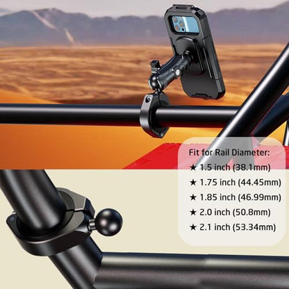 iMESTOU Waterproof ATV Phone Mount with Aluminum 1" Ball Large Clamp Mount Adapter Fits for ATV UTV 1.5''/1.75''/1.85''/2''/2.1'' Handlebars, Suitble for 5.5"-6.8" Smartphones (Size L) - size: L for 5.5"-6.8" Phones