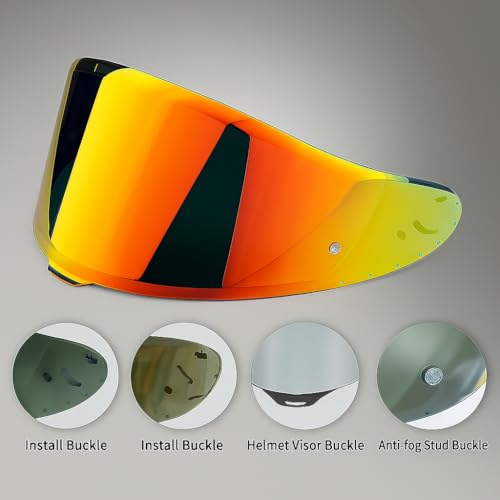 Shoei RF1400 X15 Helmet Visor Replacement Shield, Anti-Fog Sun Shield Accessory Compatible with RF-1400, X15, CWR-2, Z8, X-SPR PRO(Deep Red) - color: Deep Red