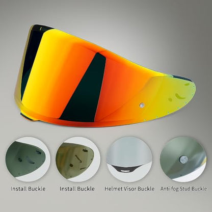 Shoei RF1400 X15 Helmet Visor Replacement Shield, Anti-Fog Sun Shield Accessory Compatible with RF-1400, X15, CWR-2, Z8, X-SPR PRO(Deep Red) - color: Deep Red
