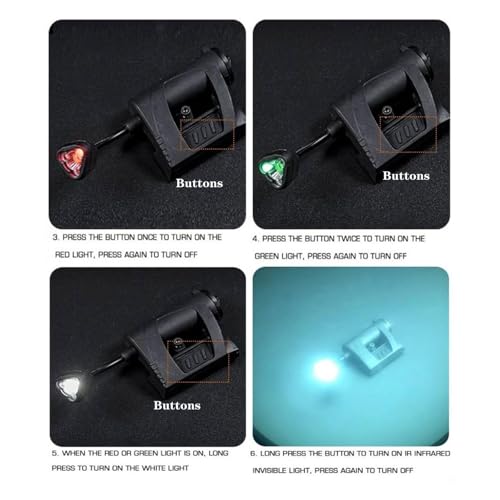 Tactical Airsoft Helmet Light, with IR/Red/Green LED Task Lamp Bendable Survival Compatible with Fast and ARC Rail(Black) - color: Black