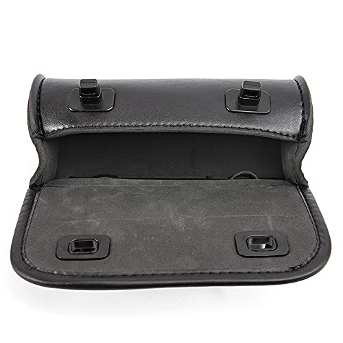 Mini Motorcycle Handlebar Bag Saddlebag Roll Tool Bag for Cafe Racer Bobber Chopper Storage pouch (Black) - color: Black