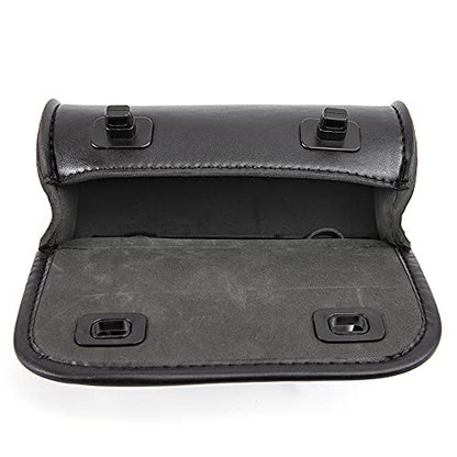 Mini Motorcycle Handlebar Bag Saddlebag Roll Tool Bag for Cafe Racer Bobber Chopper Storage pouch (Black) - color: Black