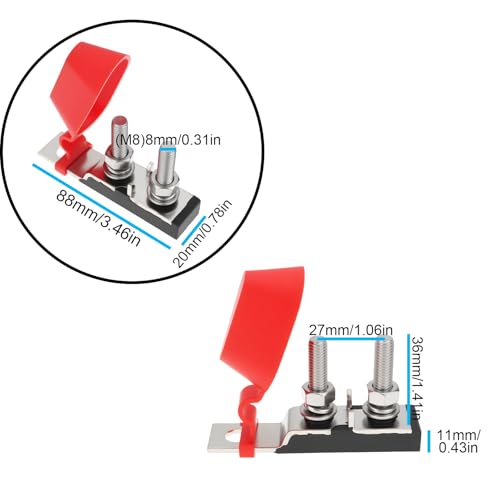 SING F LTD M8 Double Bolt Fuse Holder Dual Terminal Fuse Block 88x20x27mm for Electric Cars