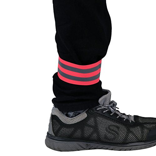 iEFiEL High Visibility Reflective Arm Bands Wrist Ankle Leg Reflector Belt Straps for Night Walker Runner Rider Safety - color: Rose B