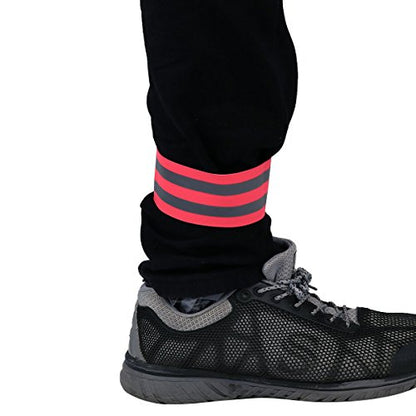 iEFiEL High Visibility Reflective Arm Bands Wrist Ankle Leg Reflector Belt Straps for Night Walker Runner Rider Safety - color: Rose B