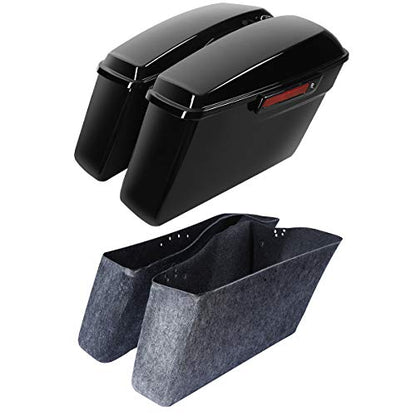 XMT-MOTO Vivid Blac Hard Saddlebags Fit for Harley Davidson Touring FLT FLHT FLHTCU FLHRC Road King Road Glide Street Glide Electra Glide Ultra-Classic 2014-2024 - color: Vivid Black saddlebags w/Black latches Kit