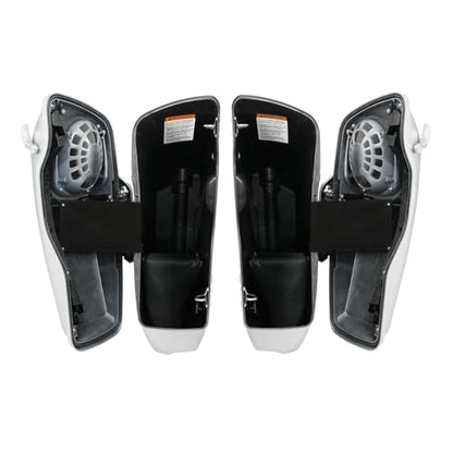 HR3 Custom 4" Stretched Hard Saddlebags w/Speaker Lids Compatible with 2014-later Harley Touring Road King Road Glide Street Glide Ultra Limited FLHT (Silver/Black Honeycomb Fade) - color: Custom- Silver / Black Honeycomb Fade