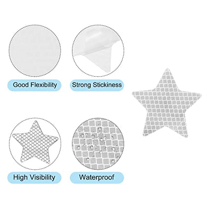 PATIKIL Reflective Stickers, 30 Pack 2.36 x 2.36 Inch Waterproof Adhesive High Visibility Night Caution Warning Star Shape Safety Tape Reflector for Trucks Trailers Cars, White - color: White