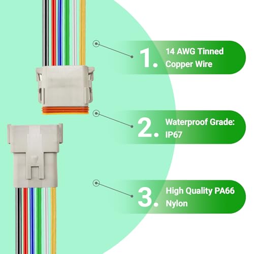 14 AWG 12 Pin DT Connector, 12 Wire Automotive Waterproof Electrical Connectors, 14 Gauge Male and Female Quick Connect Harness for Car Truck Boat -2 Pack - style: 12 Pin