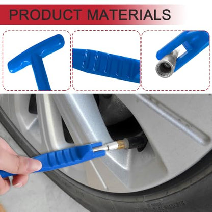 Car Tire Valve Stem Puller, Valve Stem Removal Tool, No Scratch High Tensile Strength Valves Lever Tool, Auto Tire Repair Replacement Accessories Fit for Most SUV Motorcycle Truck (Blue)
