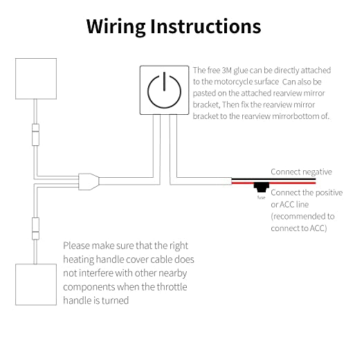 12V Motorcycle Heated Grips Cover, Universal Handlebar Grip, 3 Temperature Settings, IP67 Waterproof, ATV Scooter Motorcycle Hand Grip Heater Warmer Hot with Switch & Fuse - color: Heated grip cover - Black