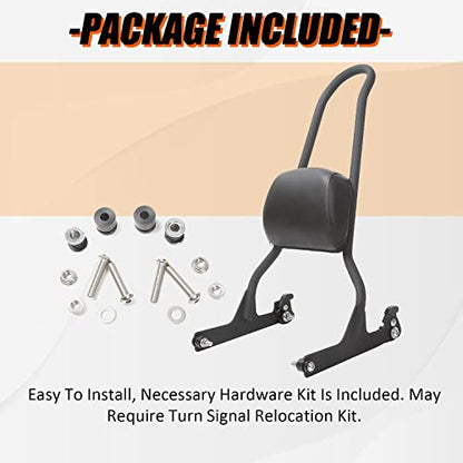 ECOTRIC Motorcycle Detachable Sissy Bar Backrest Pad Compatible with 2006-2017 Harley Davidson Fatboy Fat boy LO FLSTF Softail FXST FLST CVO Rear Passenger Adjustable Back rest Black Steel