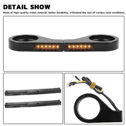 Rich Choices Motorcycle LED Turn Signal Light Indicators 40mm Front Fork Clamp Amber Lamp 12V Compatible with Honda Yamaha Harley Cruiser Bobber Chopper - color: Black#2
