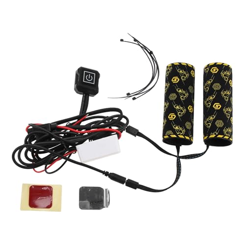 Heated Motorcycle Hand Grips Cover 20-90V Handlebar Cover 6 Gear Adjustable Temperature with Memory Function Metal Heating Film Cloth Black 1 Set