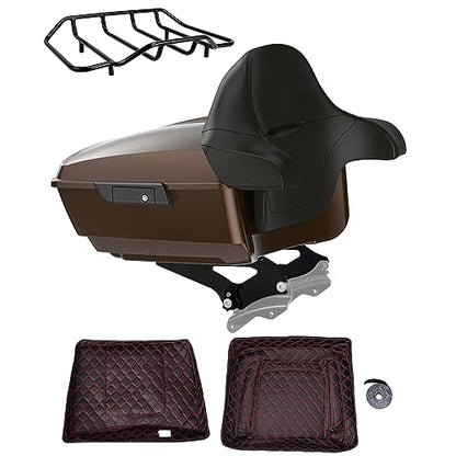 Advanblack King Tour Trunk Pack, Black Mount Bracket, Top Luggage Rack, Red Trunk Pak Liners Fit for 09-Later Harley Touring, Road Glide, Street Glide Special, Electra Glide - color: Arctic Black