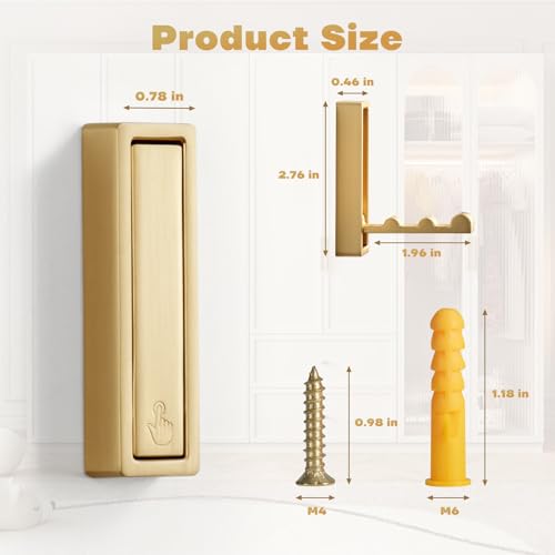 Folding Coat Hooks, 4Pcs Foldable Heavy Duty Wall Hooks Zinc Alloy No Rust Fold Up Hooks for Coat, Towel, Key, Hat, Bag, Jacket, Backpack. (Gold) - color: Gold, size: 4