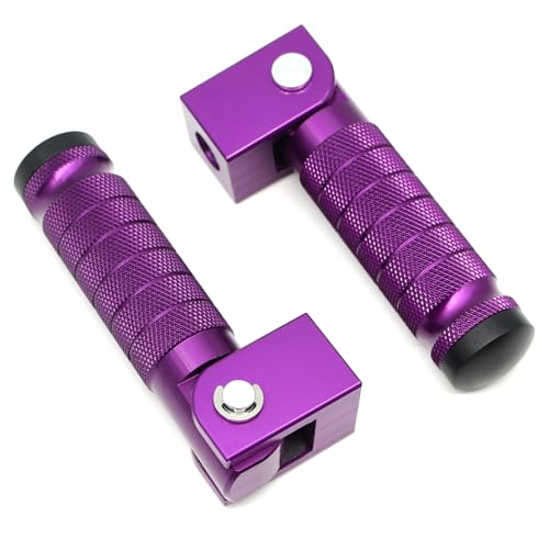 Purple Motorcycle Bicycle Folding Foot Pegs 90 Degree Foldable Electric Motorbike Ebike For Super73 S2/ZX/RX/R/S Passenger Footrests Rearsets Rear Set Footpegs foot Rest Pedals M8 Install Bolts - color: Purple-Foldable